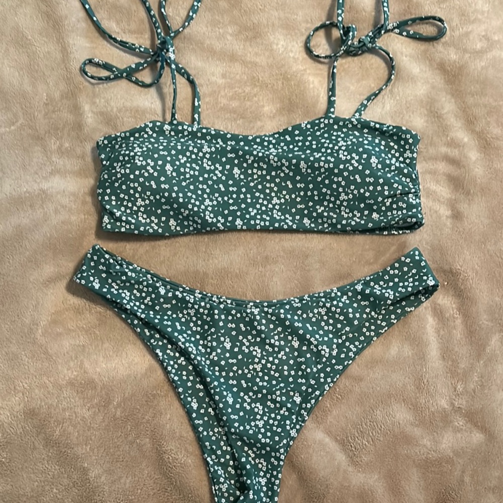 Green Floral Bikini Set